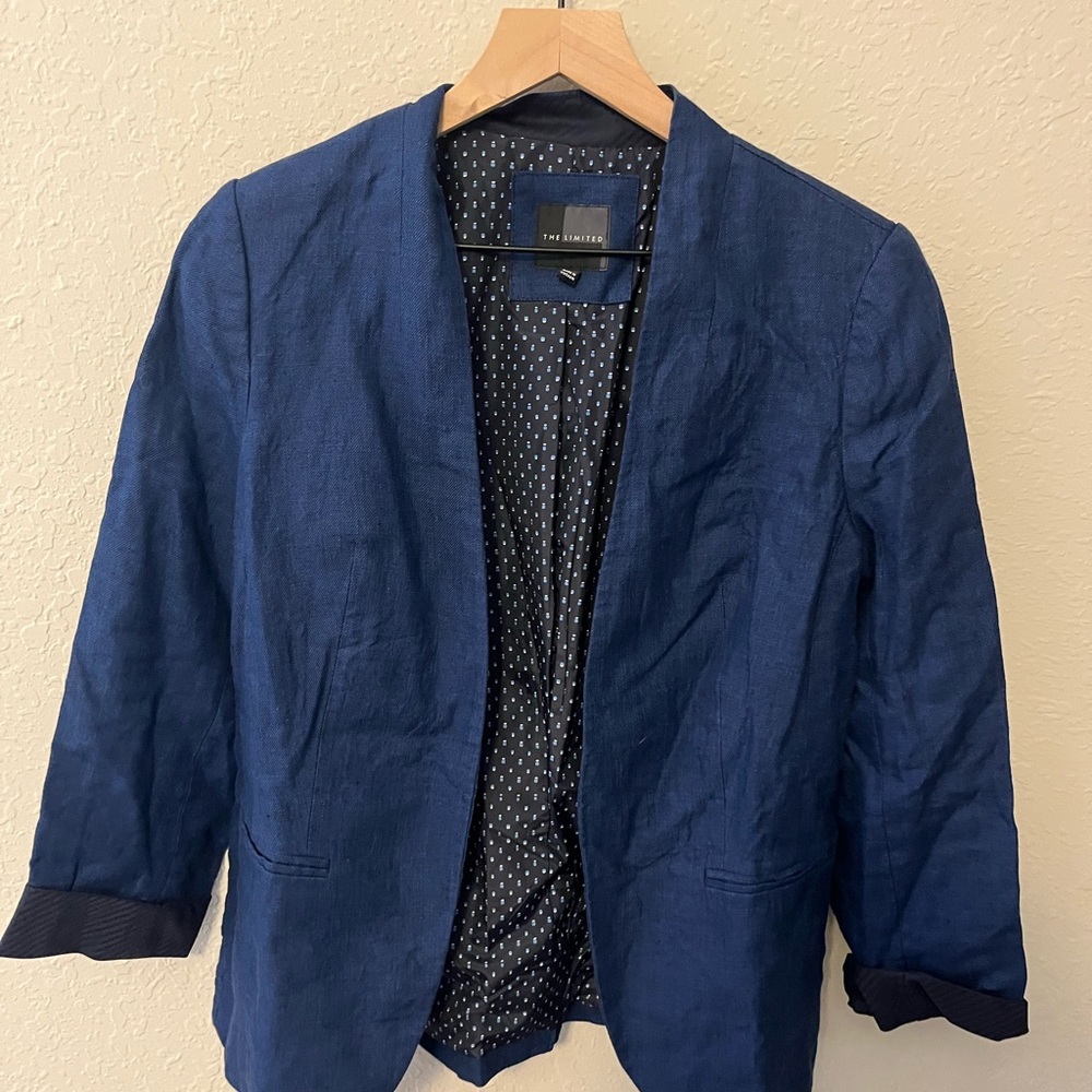 The Limited dark blue open 3/4 quarter sleeve blazer size M